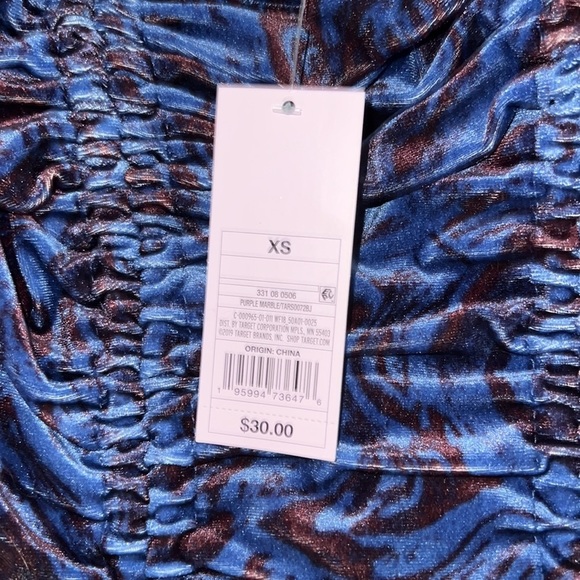 Wild Fable Velvet Mini Marble Purple Dress Size XS - Picture 6 of 7
